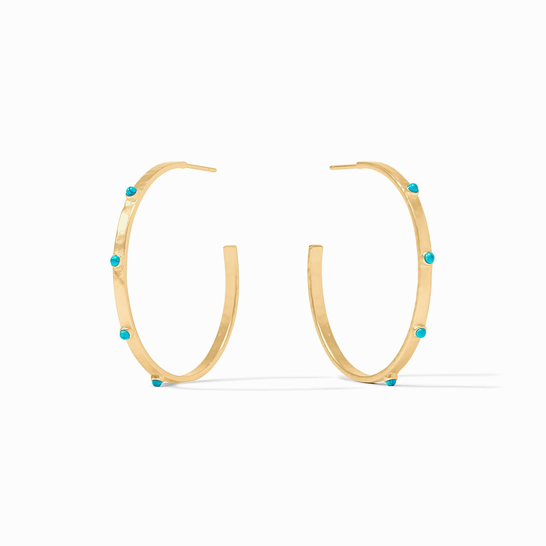 Crescent Stone Hoop Gold