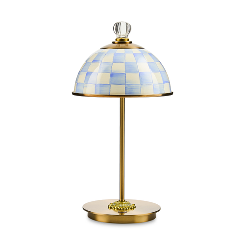 Mackenzie Childs Sky Check Led Rechargeable Dome Table Lamp