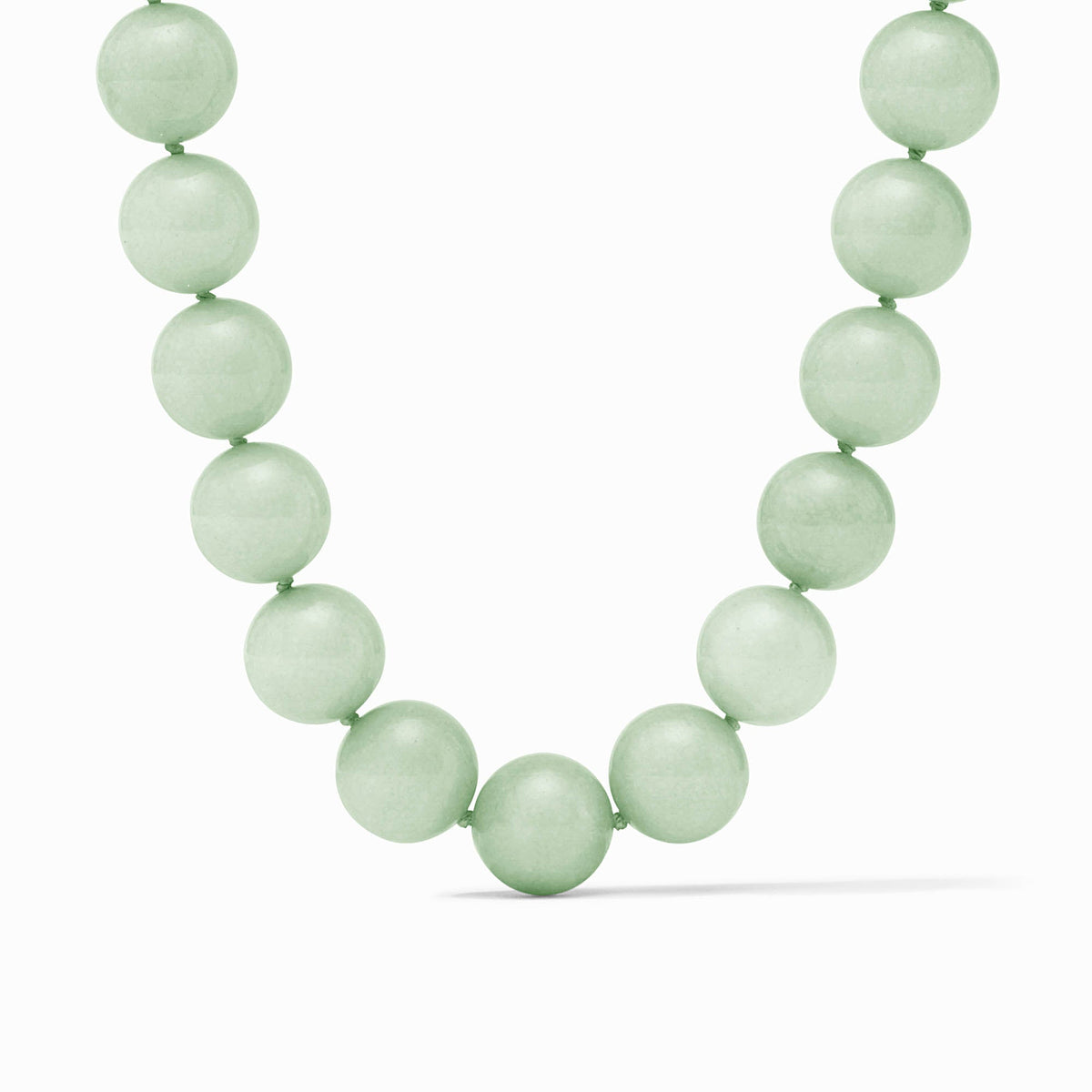 Adjustable Portofino beaded necklace with 24K gold plate finish and jade beads.