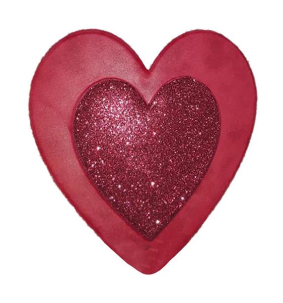 Red metal heart with embossed glitter texture