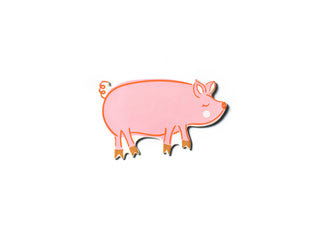 Pink pig attachment with orange outlines, a curly tail, and brown hooves for Happy Everything bases.