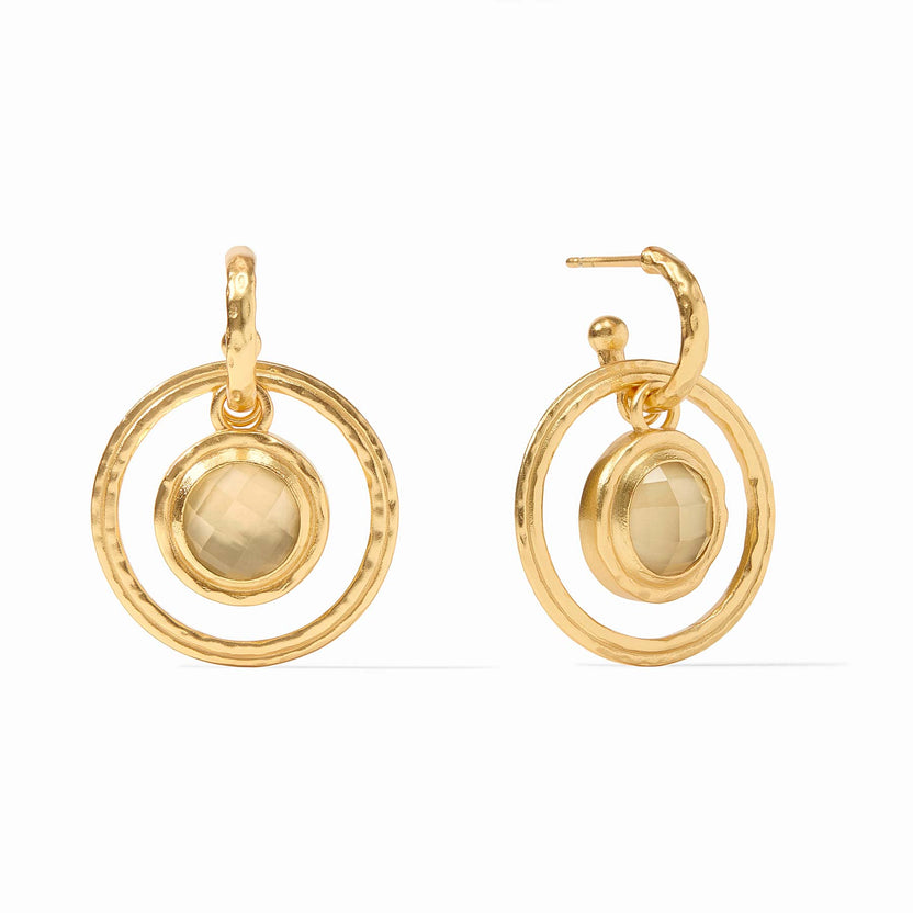 Astor 6-in-1 charm earring with 24K gold plate and imported glass in a bold silhouette.