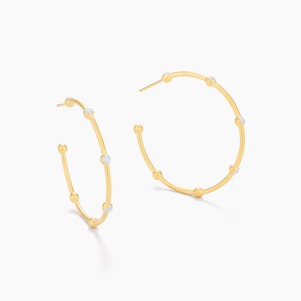 Evelyn medium hoop earrings in silver with genuine diamond accents