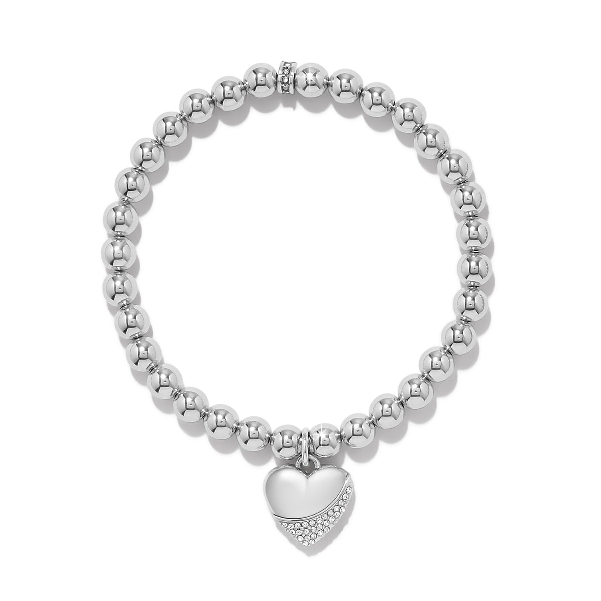 Stretch bracelet featuring fine quality crystals in a petite wave heart shape with a 3/4 inch width.