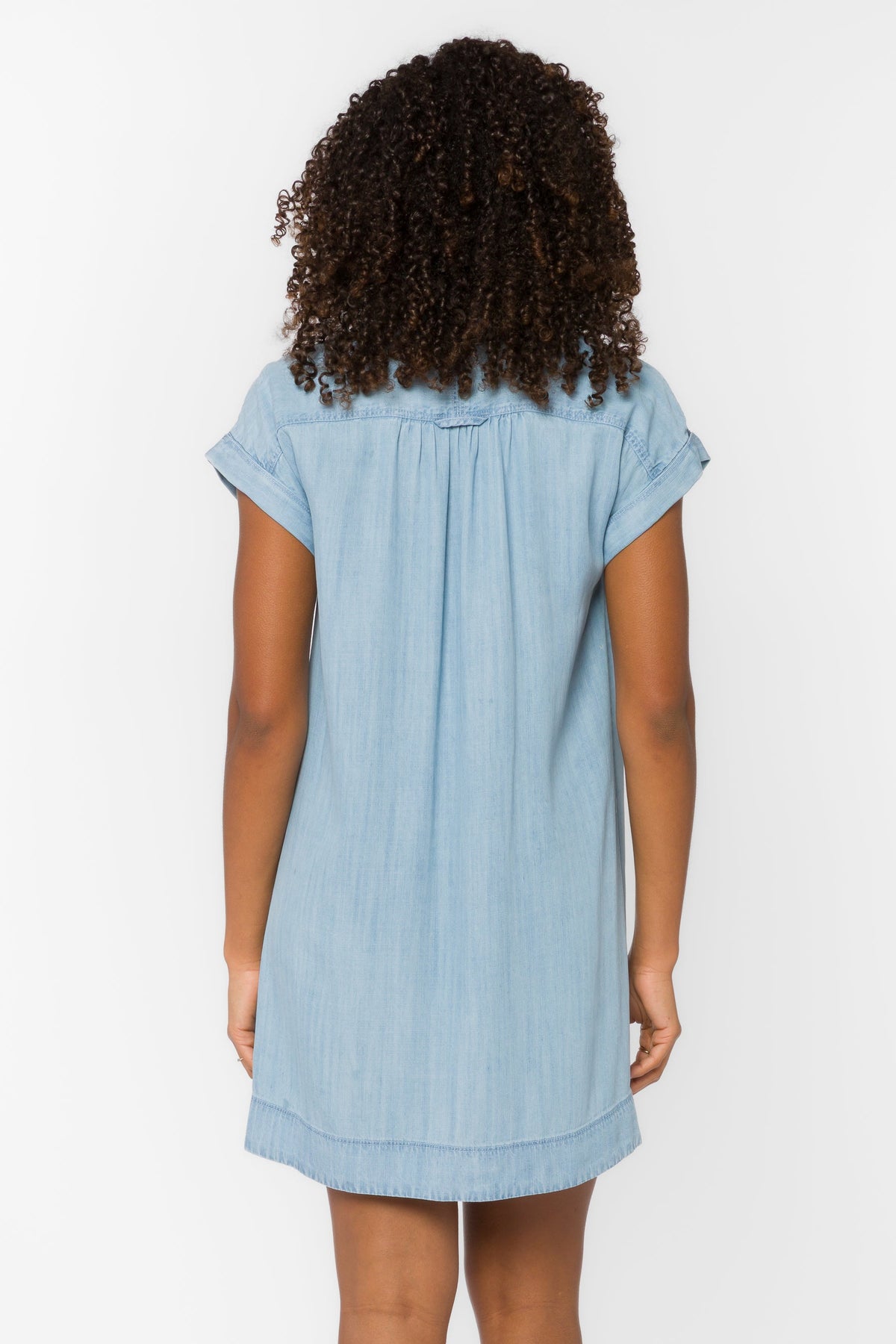 Starla Dress in soft TENCEL™ lyocell with a collared V-neckline and chest flap pockets.