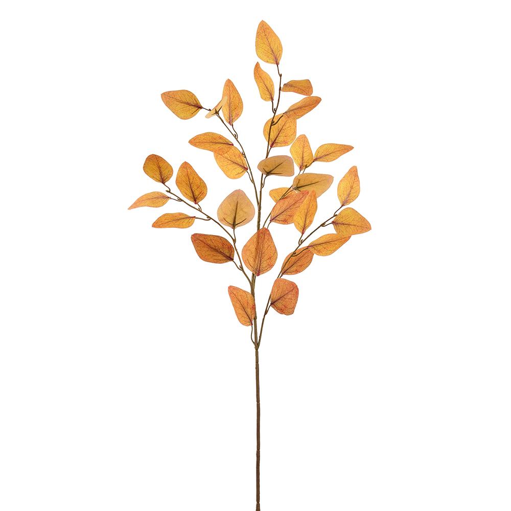 36-inch light rust eucalyptus leaf spray with multiple branches and oval leaves.