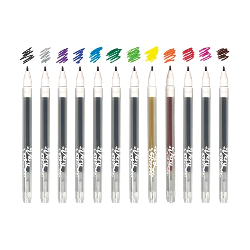Set of twelve strawberry-scented gel pens in vibrant hues with smooth 0.7mm nibs.