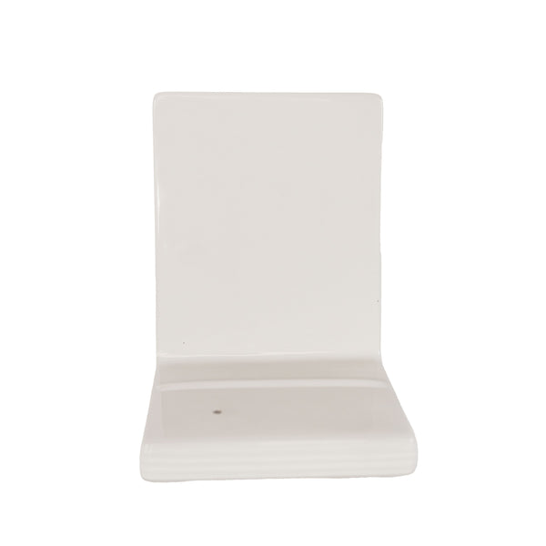 6 x 8.5 inch white ceramic message board with black pinstripe pattern and chalkboard writing surface.