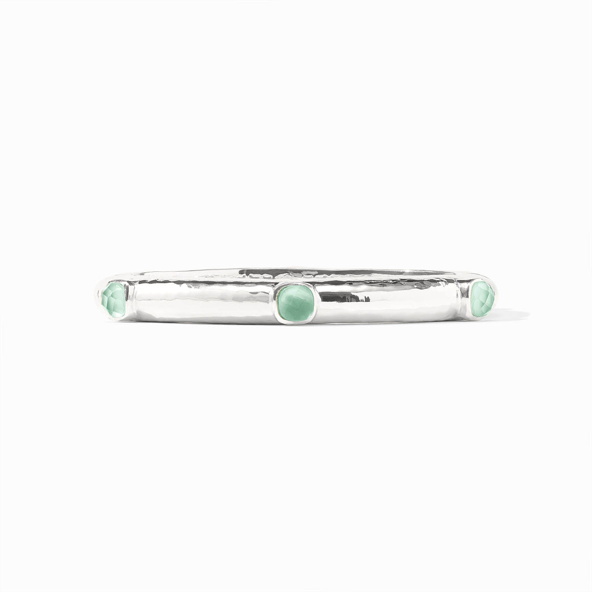 Silver Catalina hinge bangle with glass inlay