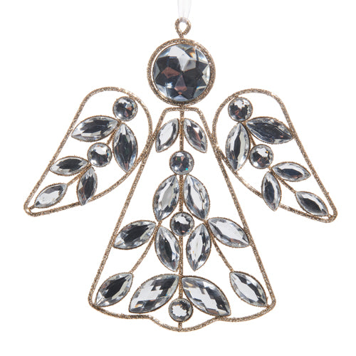 6.5-inch clear plastic angel ornament with metal accents