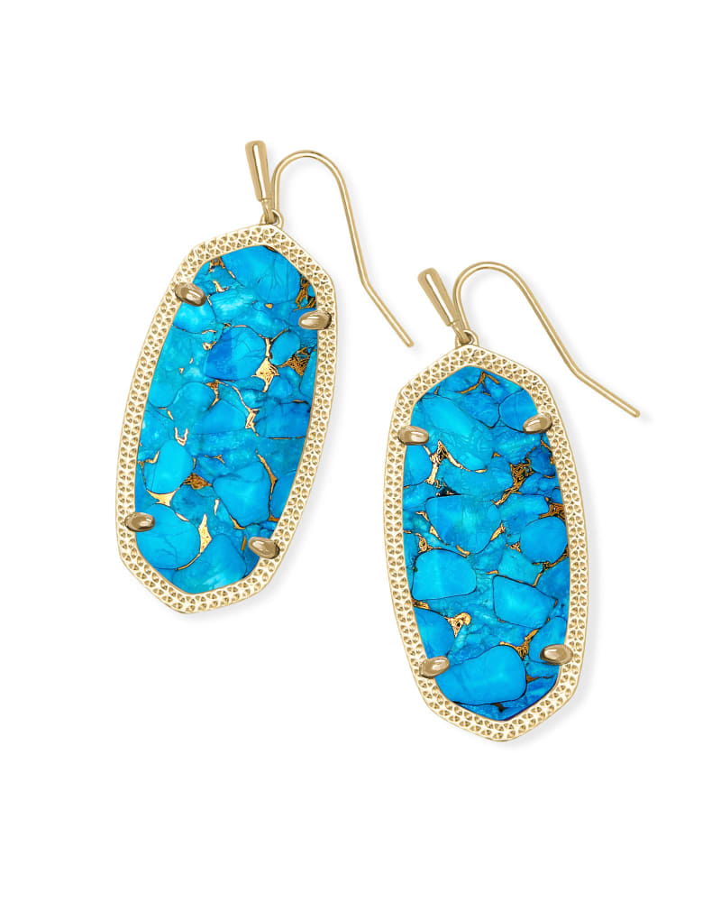 Elle drop earrings in 14k yellow gold over brass featuring a custom-cut shell design.