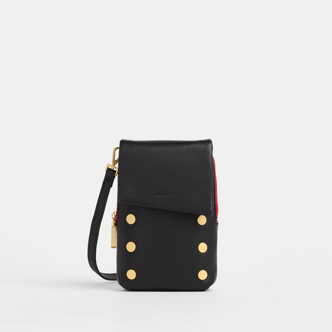 Black VIP Mobile crossbody bag with a rectangular silhouette featuring silver hardware.