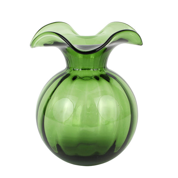 Medium fluted glass vase in clear with a hibiscus-inspired shape