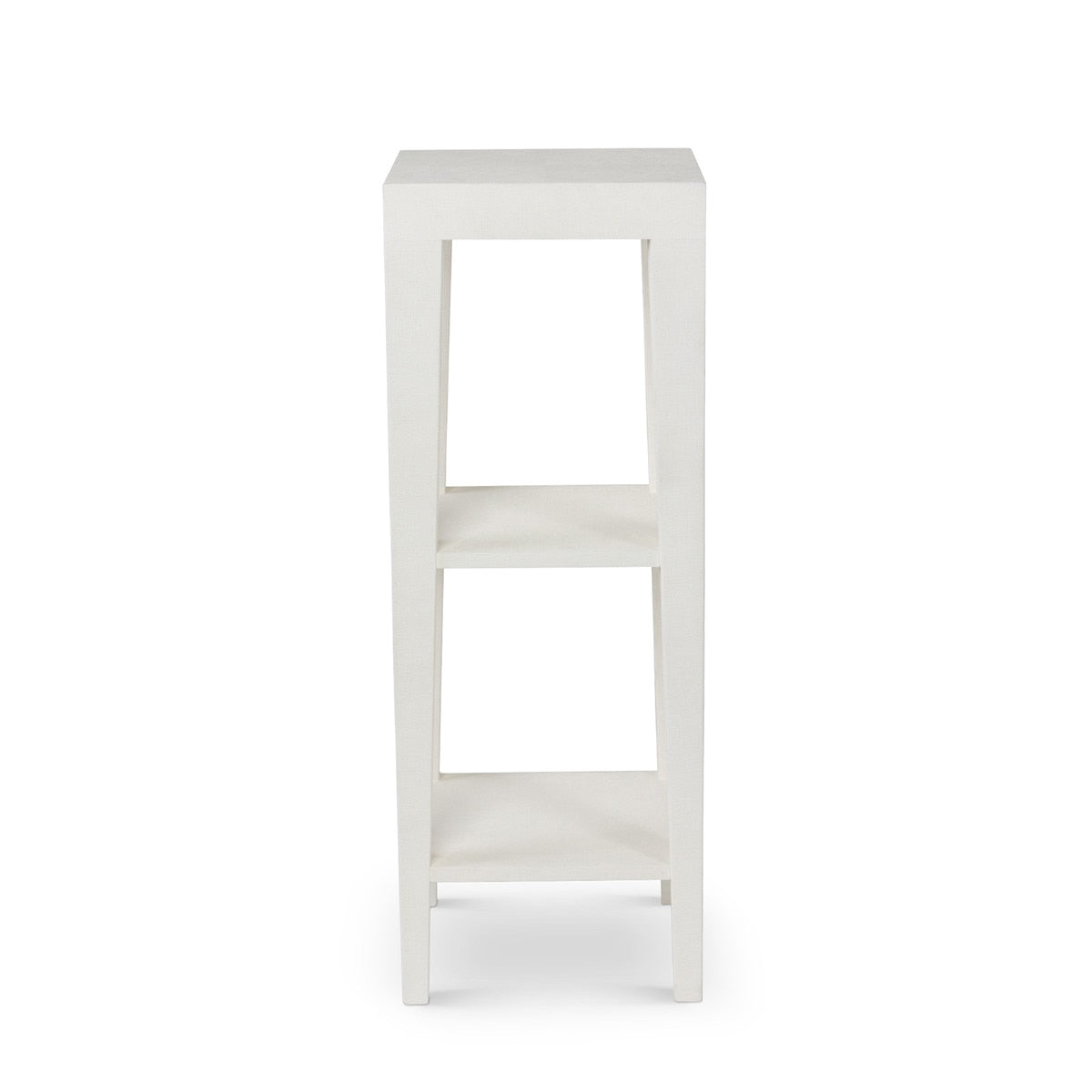Giraffe leg pedestal table with silk linen top in natural tones