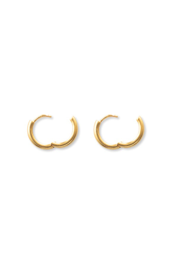A pair of classic 16mm WS Elle Hoops with a polished 18K gold-plated finish.