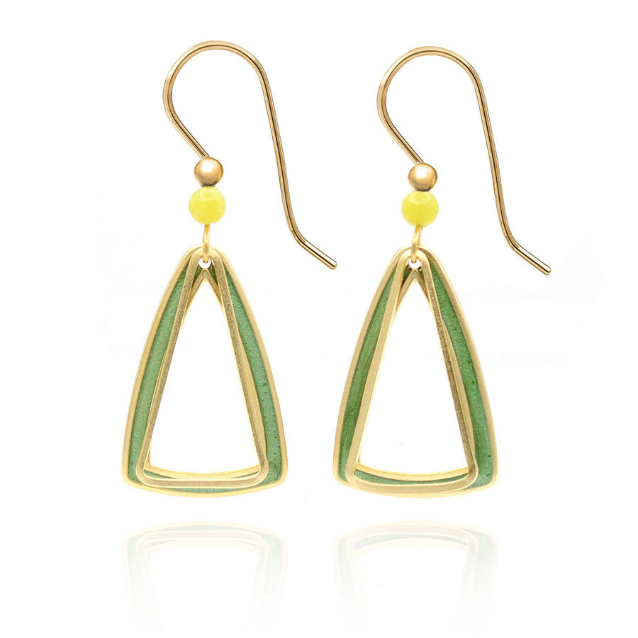 Modern triangle duet earrings in surgical steel with fish-hook backs