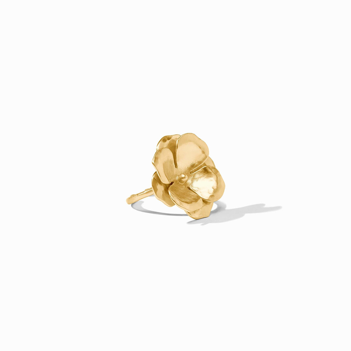Adjustable gold-plated statement ring with a floral bloom design.