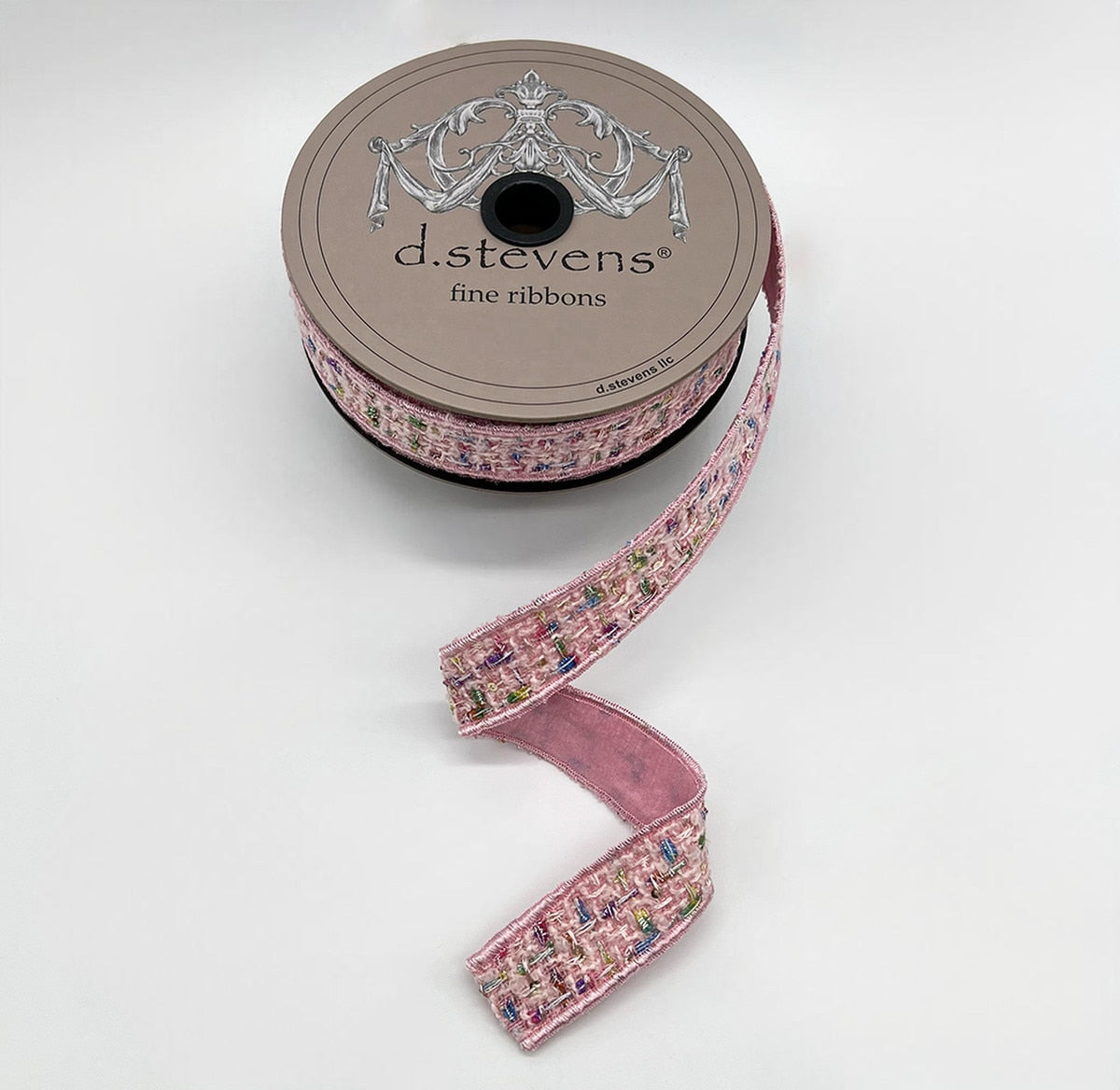 Boucle Color Splash Ribbon in vibrant multicolor with a textured looped pattern.