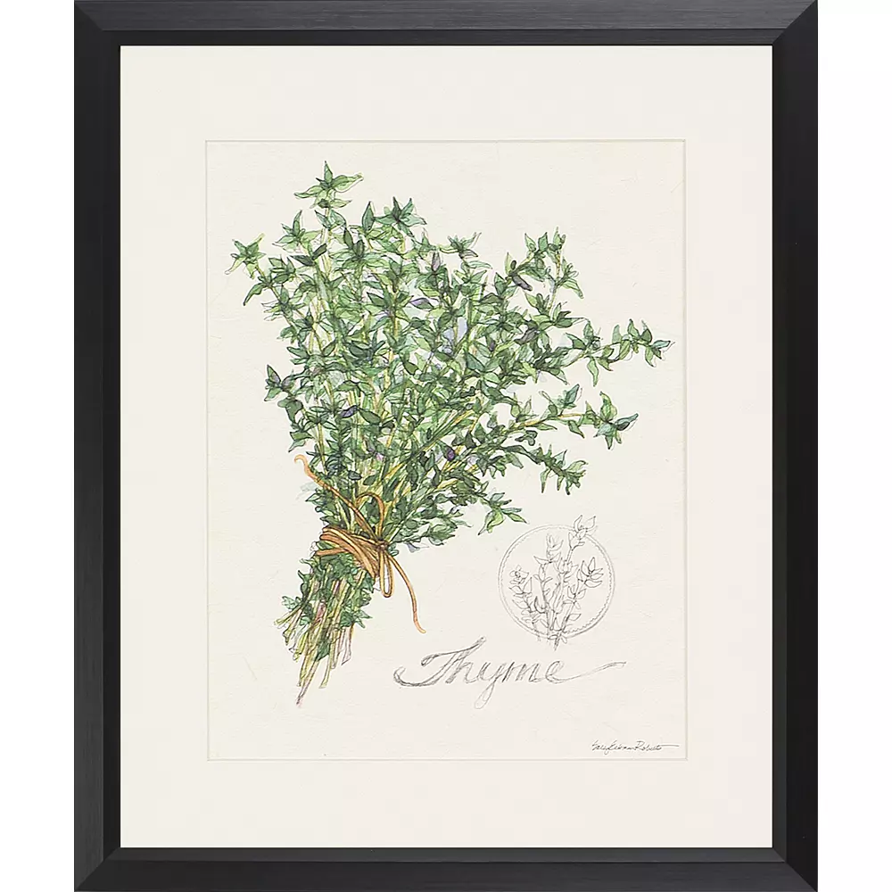 White matted natural herbs framed in ribbed antique gold