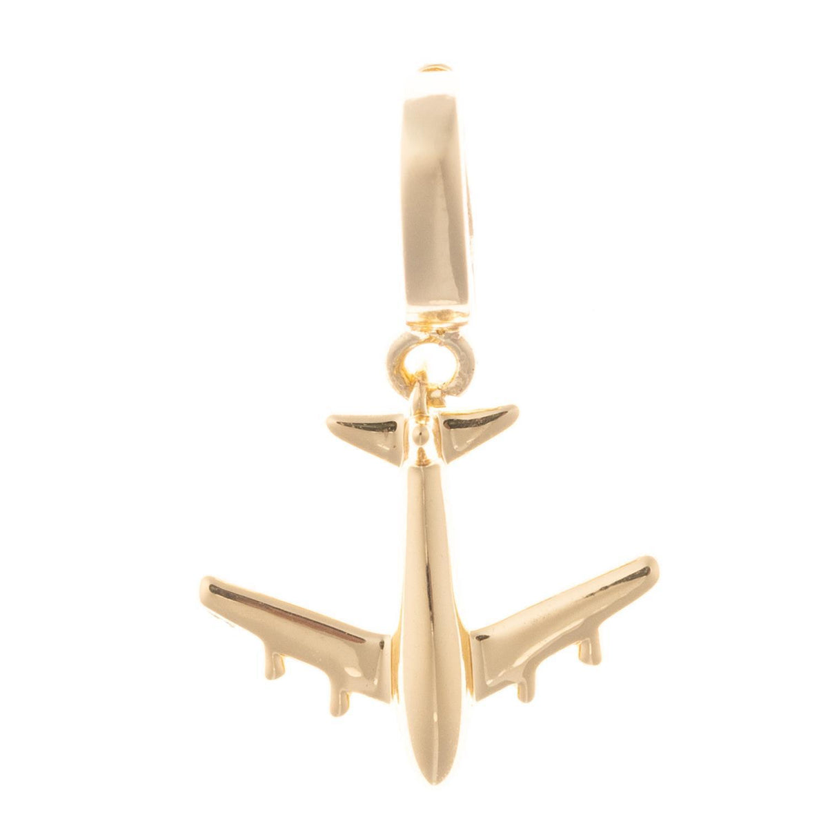 18k gold plated airplane charm with a clasp for a necklace or bracelet.