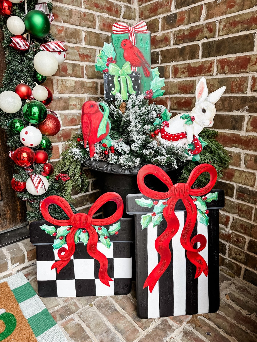 Large elegant gift box with a neutral tone, rectangular shape, designed to stand on an easel.