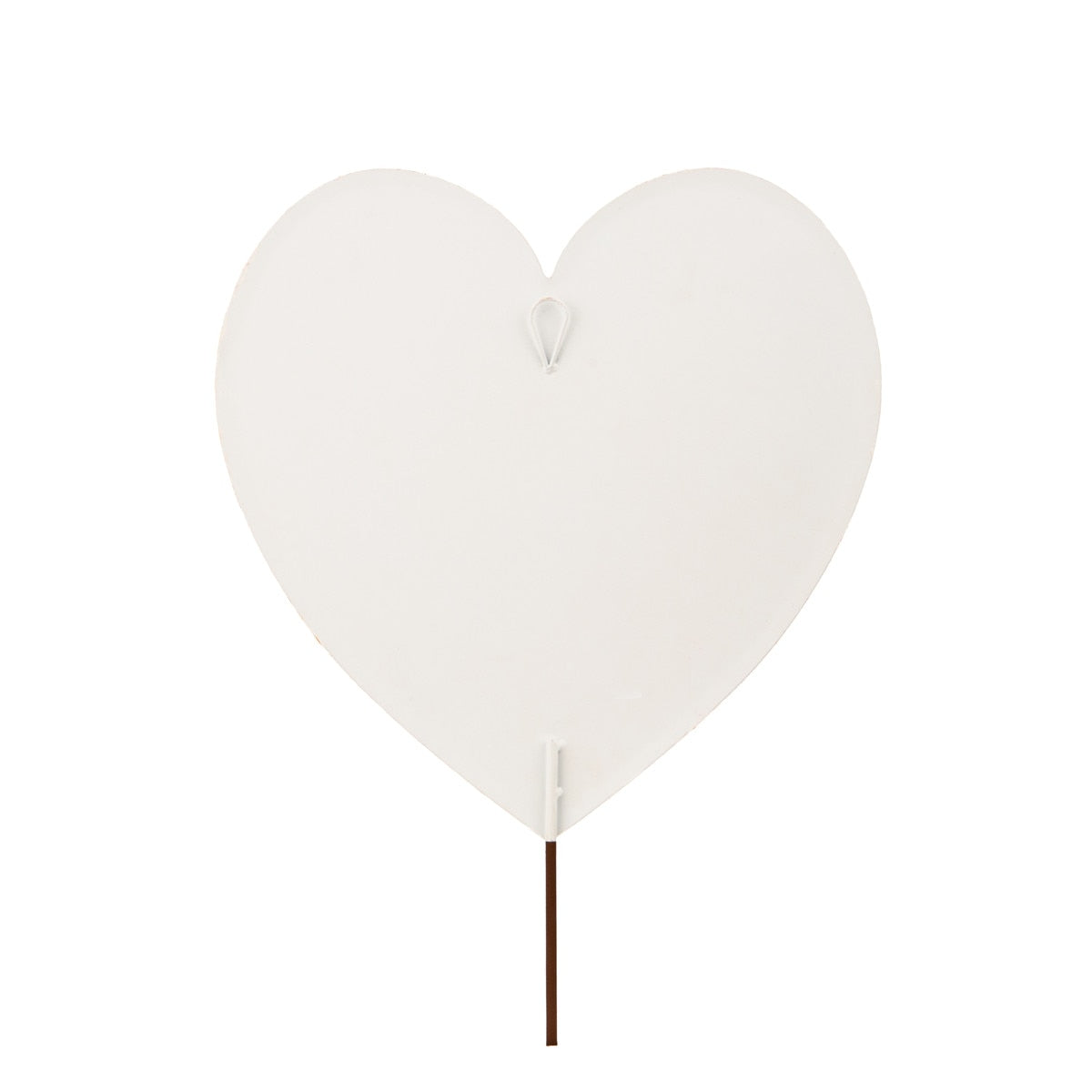 Stakeable heart-shaped ornament with a messy red string texture pattern.