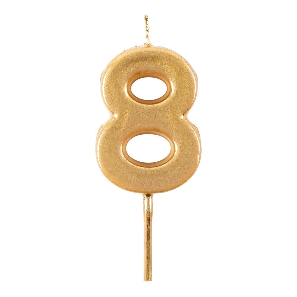 Gold number birthday candle with coated finish