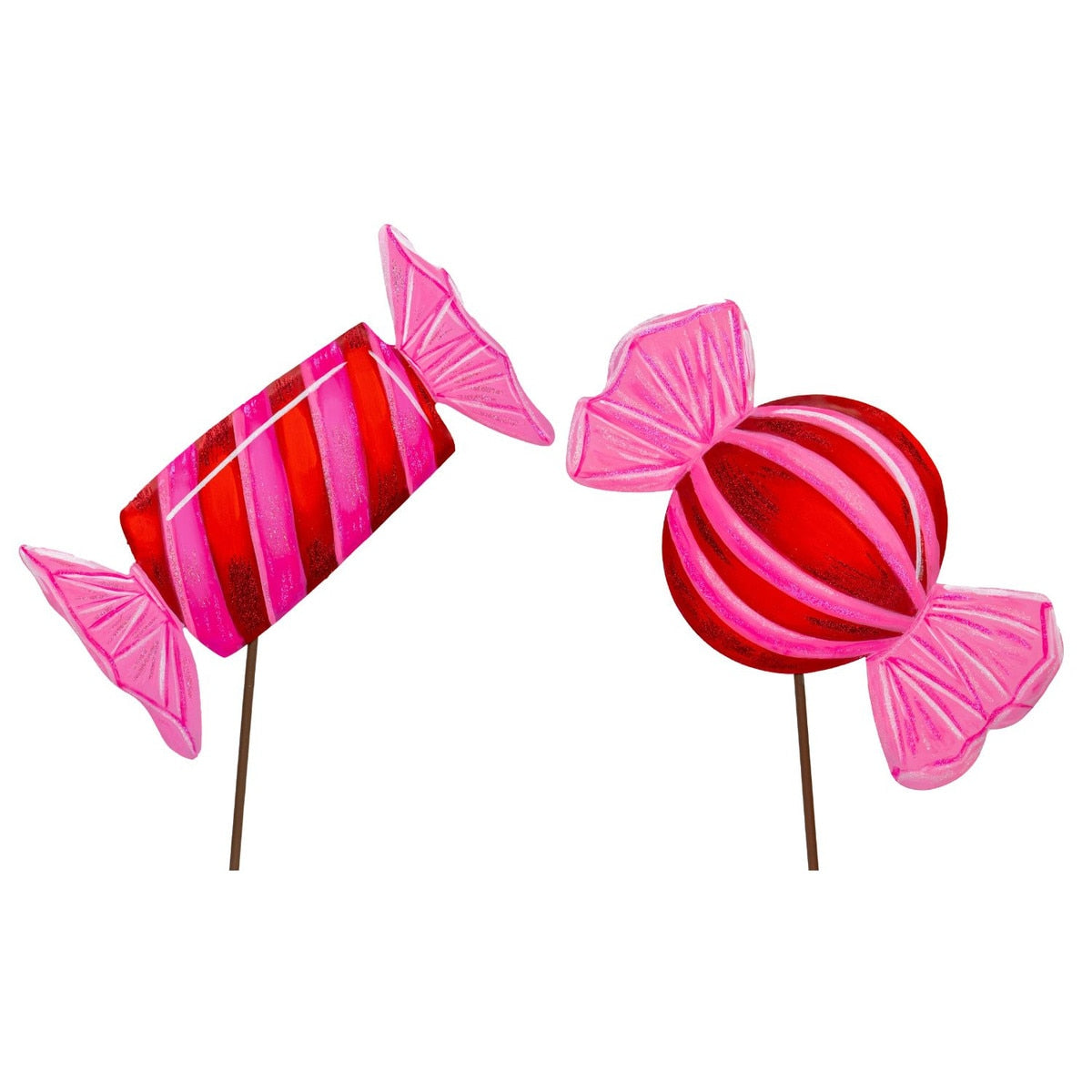 Pinkmas Wrapped Candy stake with festive pink wrapping paper texture.