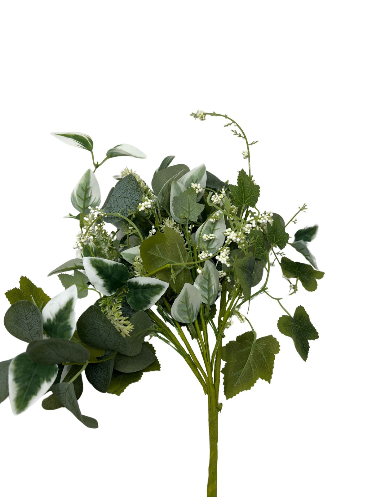 Twenty-one inch mixed eucalyptus berry spray with lush green foliage and colorful berries.