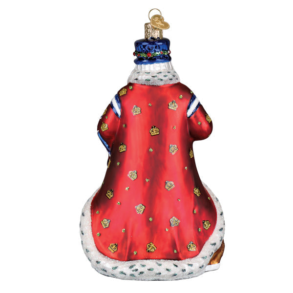 United Kingdom Santa ornament in royal red with holly crown