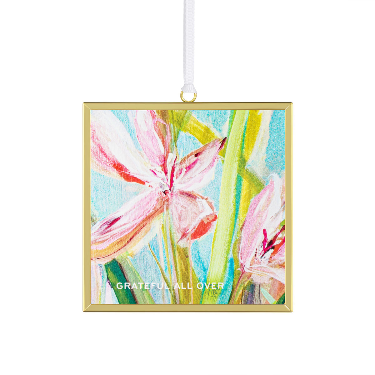 3-inch square iron suncatcher with glass featuring a butterfly pattern in natural tones.