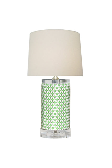 Porcelain green fish scale vase lamp with textured scales