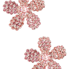 Silver stud earrings featuring a five-petal rhinestone flower with pave detailing.