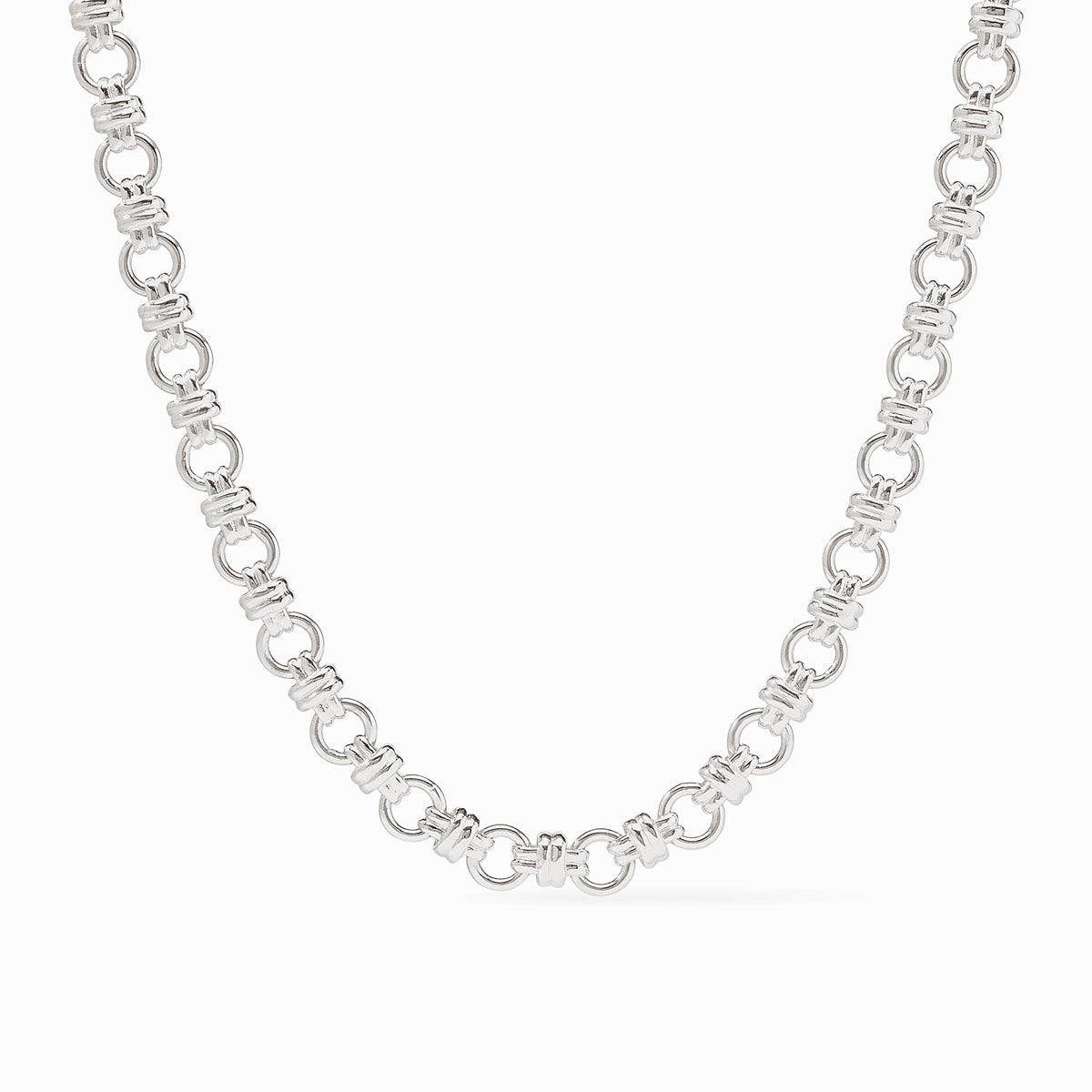 Adjustable silver plate necklace with toggle clasp featuring Julie Vos hallmark
