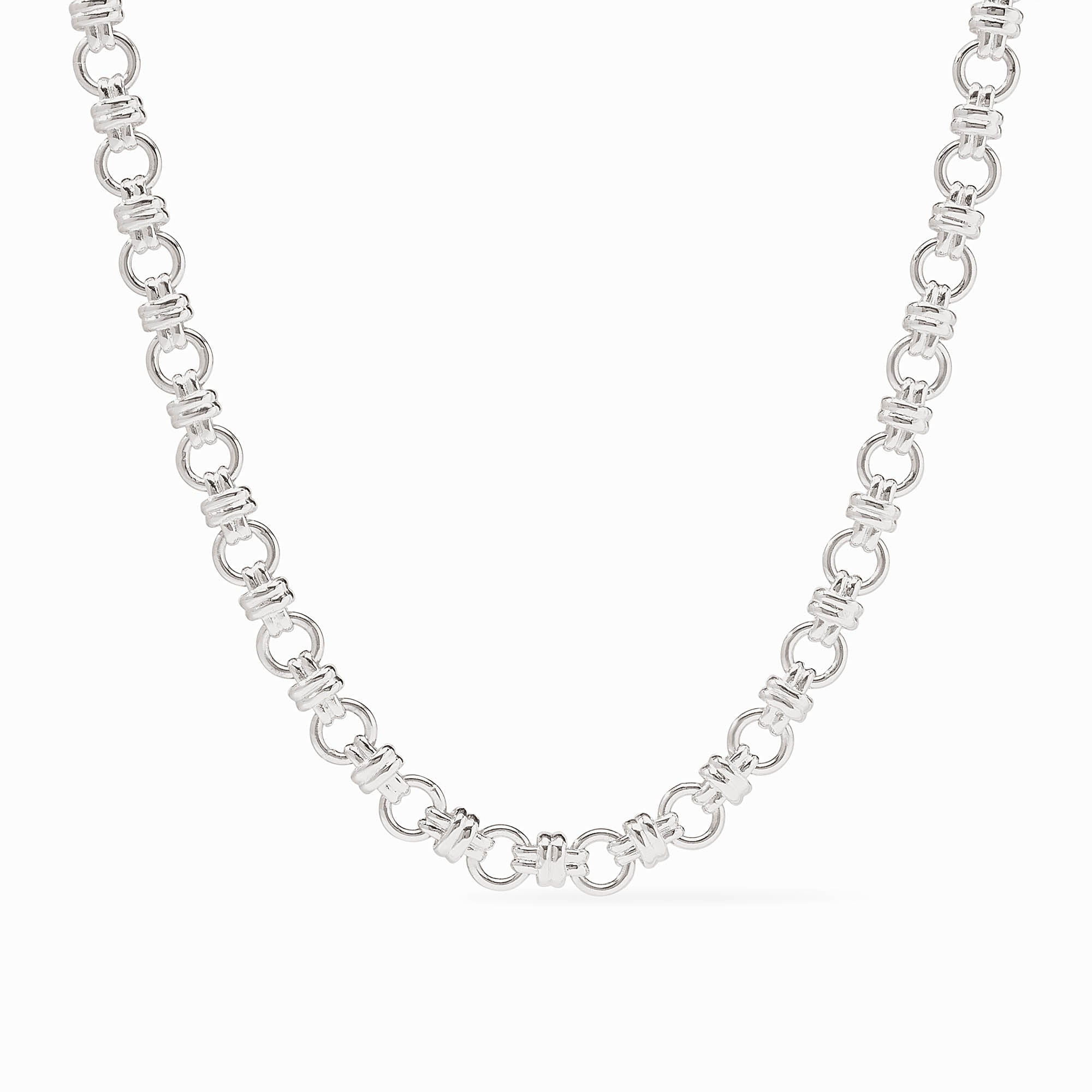 Adjustable silver plate necklace with toggle clasp featuring Julie Vos hallmark