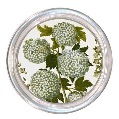 Glass coaster with a high rim to prevent spills and a black velvet back.