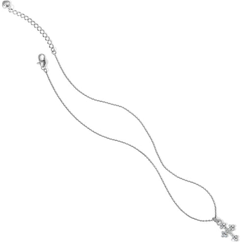 Abbey Cross Necklace in silver with a crystal-studded cross pendant and lobster claw closure.