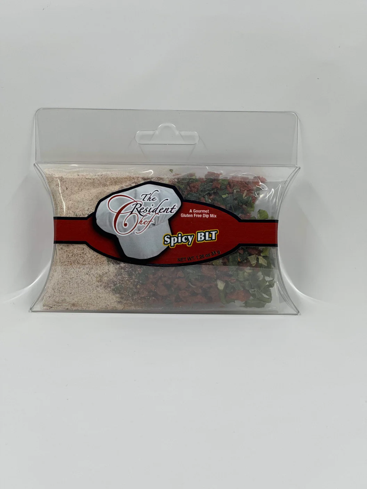 The Resident Chef Spicy BLT Gourmet Gluten Free Dip Mix in a clear pillow pack.