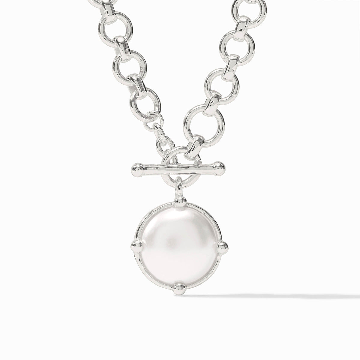 Honeybee Demi Necklace featuring a rose cut stone with beads on one side and a detailed bas relief bee design.