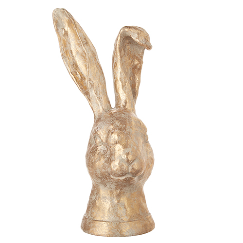 10.75" Distressed Gold Rabbit Bust