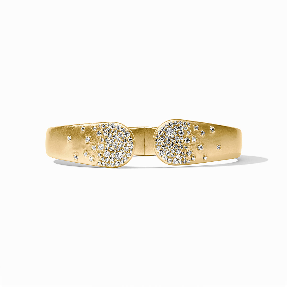 Gold Stardust cuff bracelet featuring two rounded ends pavé-set with sparkling cubic zirconia.