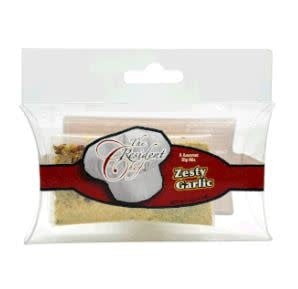 Zesty Garlic Dip Mix jar with a white label featuring green text.