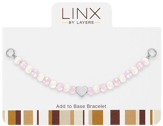 Silver pink facet heart LINX add-on charm with hypoallergenic finish