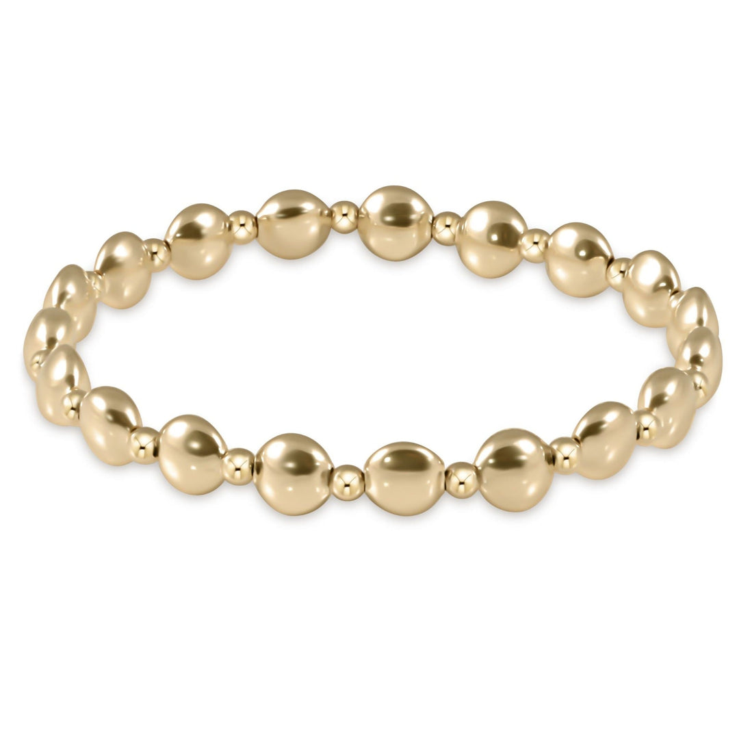 Honesty Gold Grateful Pattern 6mm and 3mm bead stretch bracelet.