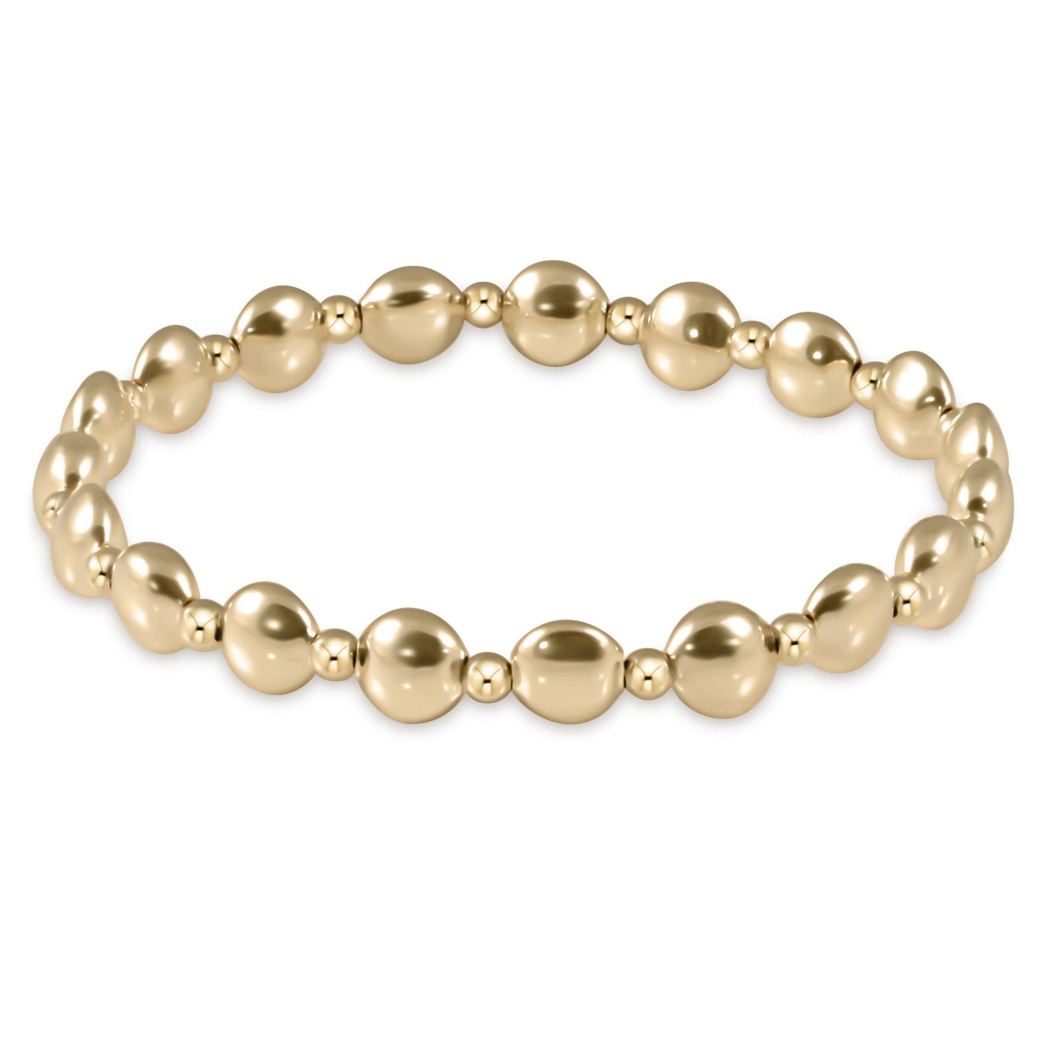 Honesty Gold Grateful Pattern 6mm and 3mm bead stretch bracelet.