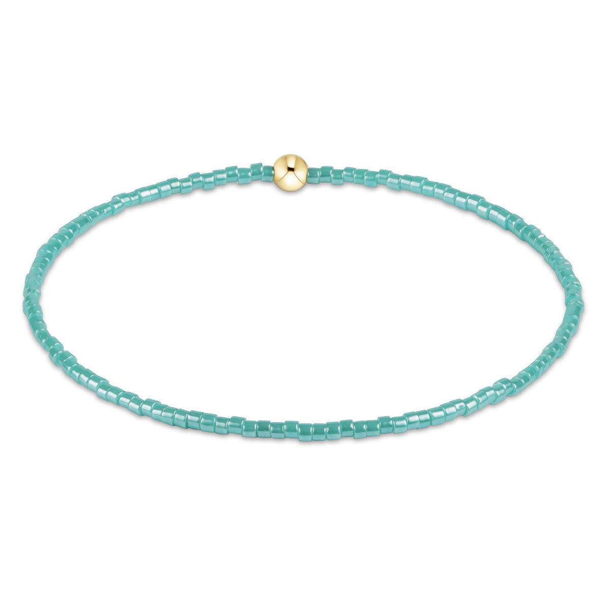 Hope Classic Bracelet featuring teal 2mm seed beads and a single 4mm 14kt gold-filled bead.