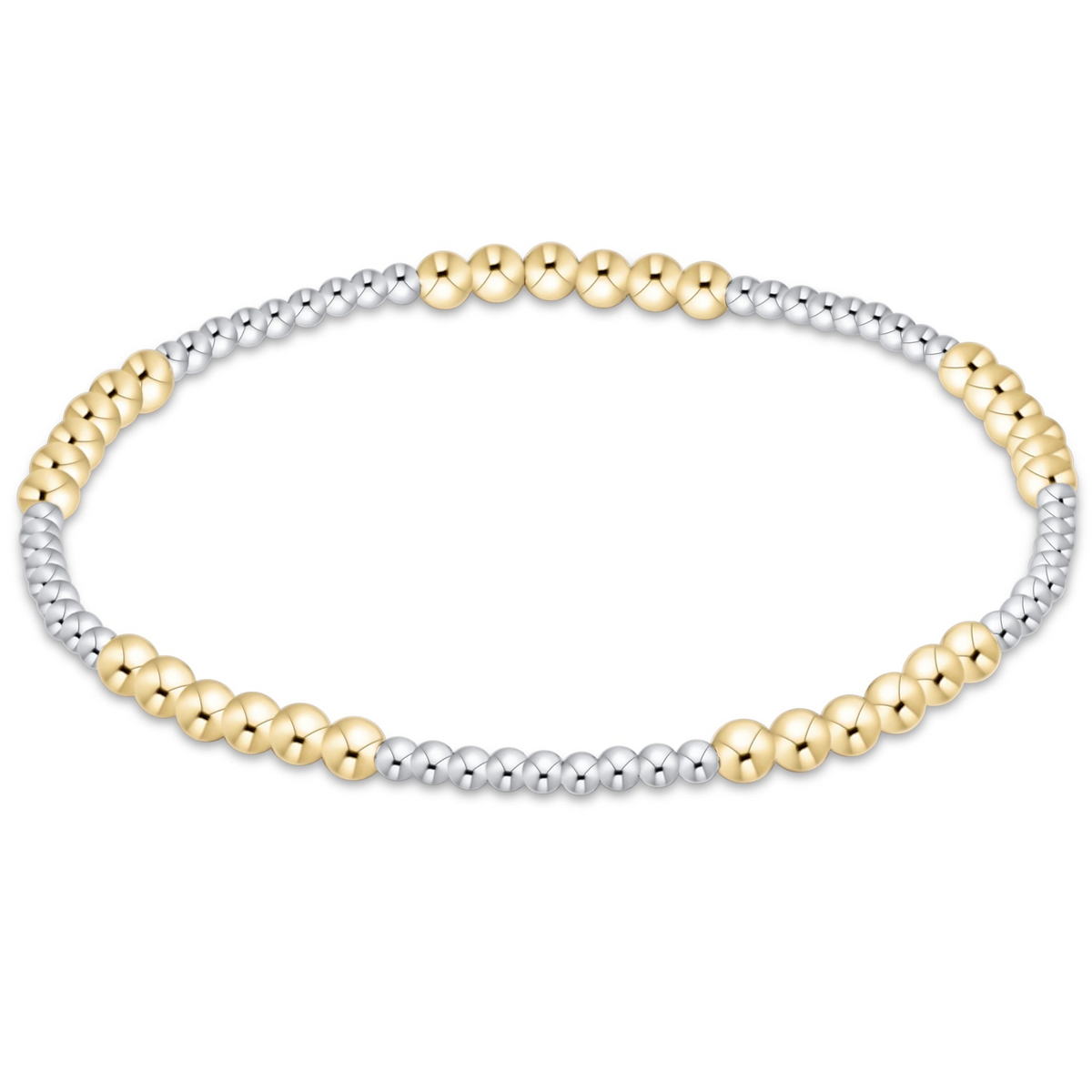 Blissful Mixed Metal 3mm Bracelet featuring alternating 14kt gold-filled and sterling silver beads.