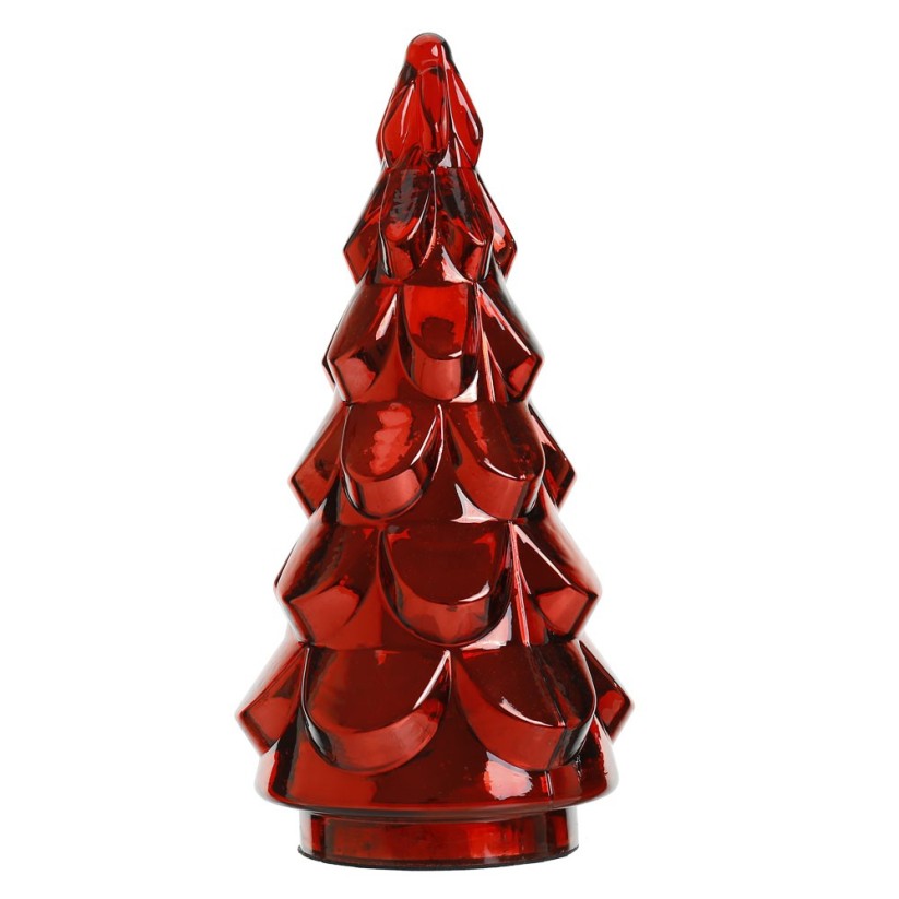 Glass Christmas tree with a clear glass finish in an H-shaped silhouette.