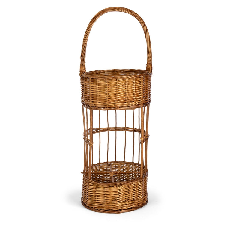Round boiled willow bar caddy with three compartments