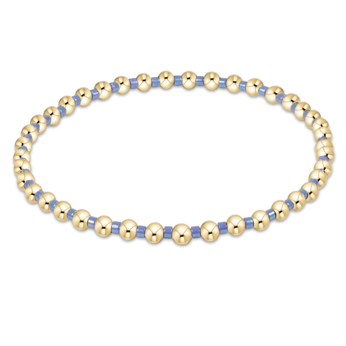 Hope Grateful bracelet featuring mixed 2mm seed beads in spring colors with gold-filled accents on elastic cord.